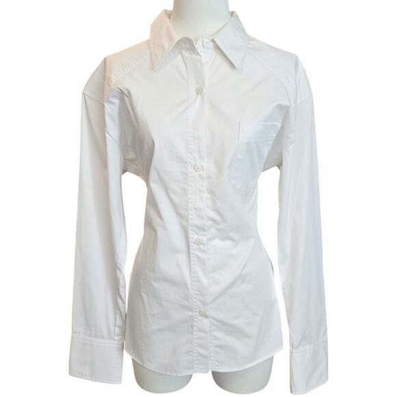 Zara NWT White Sexy Open-back Tie Button Up Shirt Sz. Small - Picture 2 of 6
